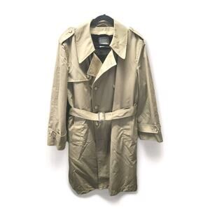 Vtg Woodmere Men Size 44 Beige Long Sleeve Removable Lined Belted Trench Coat